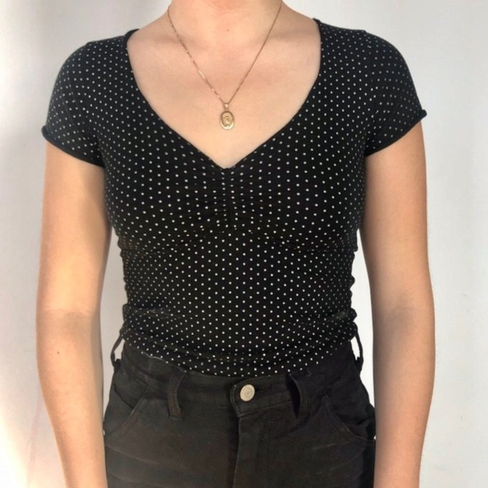 Brandy Melville Polka Dot V-Neck Tee